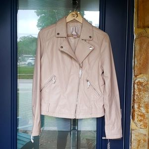 Rachel Parcell leather moto jacket Pink Bliss